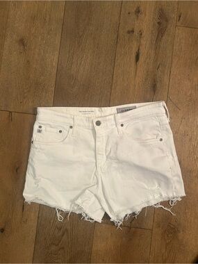 AG Adriano Goldschmied White Distressed Women's Denim Shorts